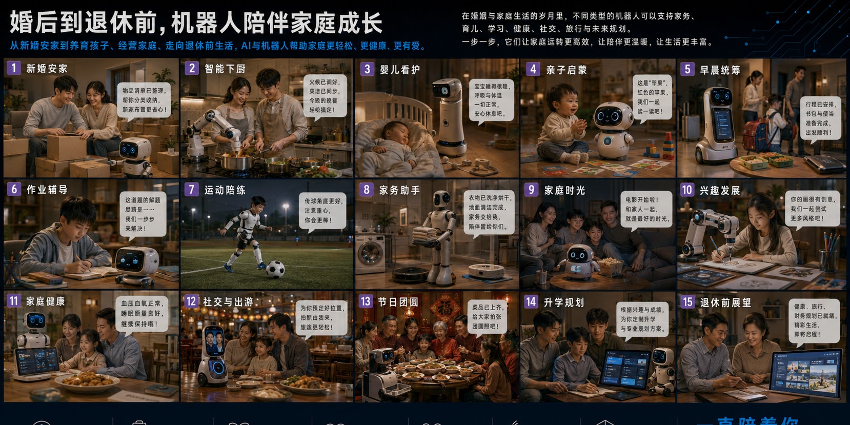 婚后到退休前,机器人陪伴家庭成长